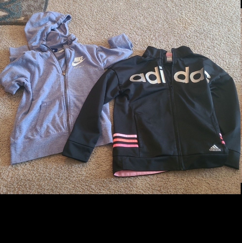 Girls Nike and Adidas jackets, size 8-10